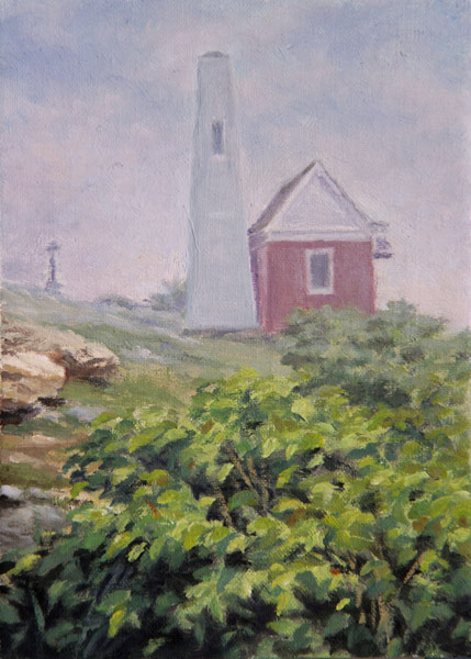 Will Kefauver oil painting, "Tower in the Mist"