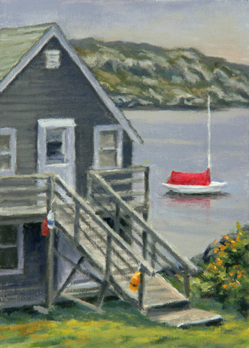 Will Kefauver oil painting, "Behind Fish and Maine"
