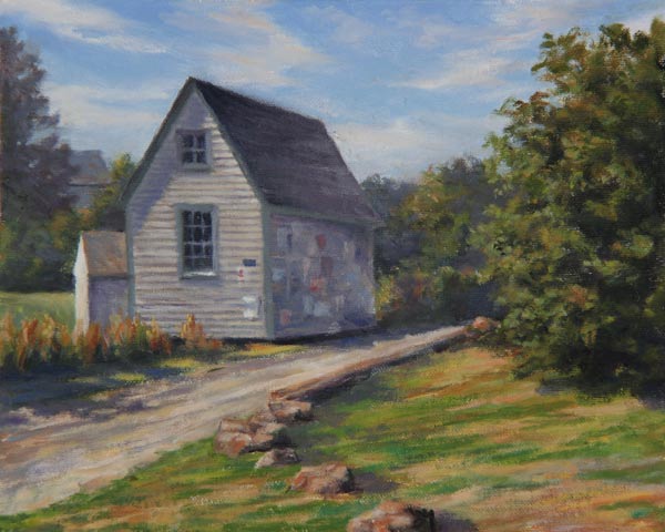 Will Kefauver oil painting, "The Hose House", Monhegan Island, Maine