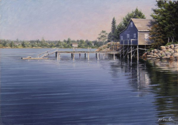 Will Kefauver oil painting, "Maine Dock"