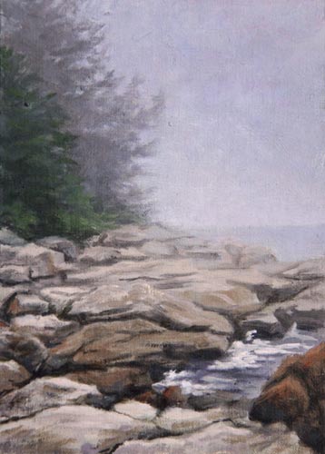 Will Kefauver oil painting, "Misty Cove"