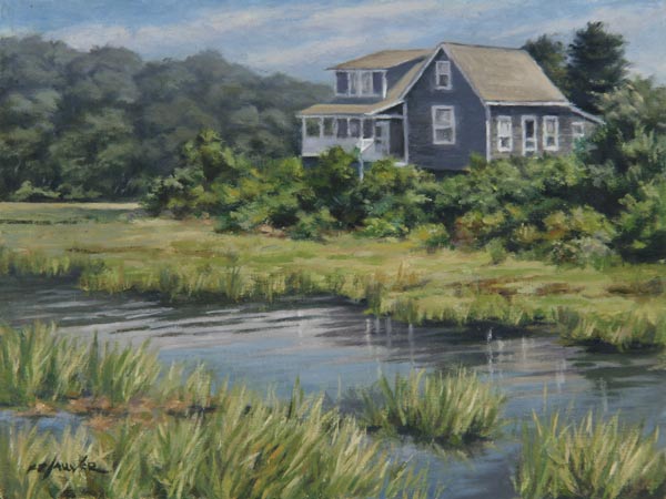 Will Kefauver oil painting, "Camp on the Stream"