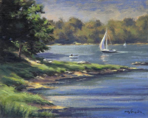 Will Kefauver oil painting, "On the Morning River"