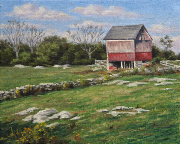 Will Kefauver oil painting, "Barn at Old Lyme"