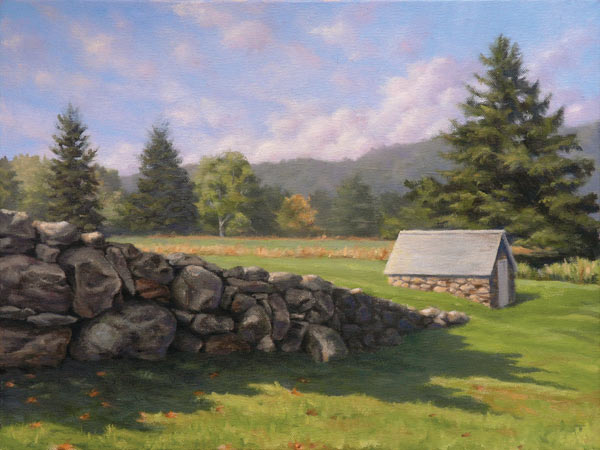 Will Kefauver oil painting, "Stone Shed"