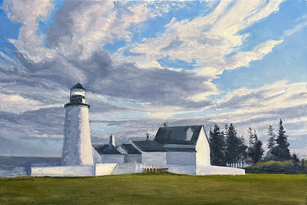Will Kefauver oil painting, "Gathering Dusk, Pemaquid"