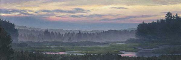 Will Kefauver oil painting, "Moose River Dusk"