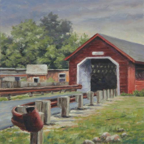 Will Kefauver oil painting, "North Bennington Bridge"