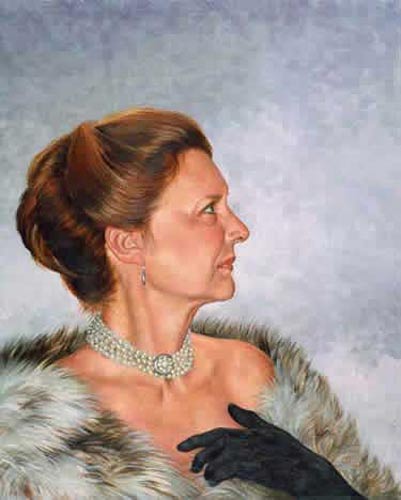 Will Kefauver portrait in oils, "Kathie in Fur"