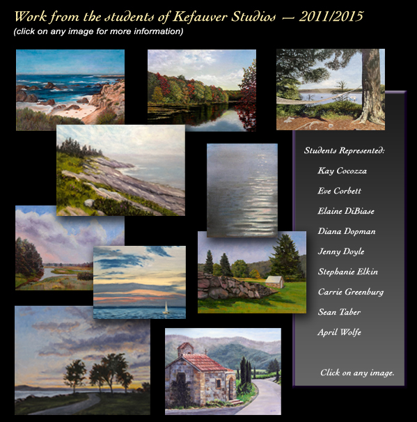 Kefauver Studios, student work including, Elaine DiBiase, Diana Dopman, Sean Taber, Eve Corbett, April Wolfe, Jenny Doyle, Carrie Greenburg, and Kay Cocozza